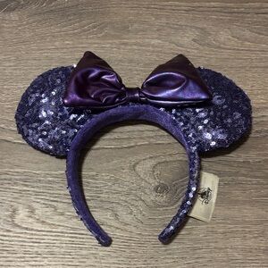 Disney Dark Purple Sequin Minnie Ears Headband